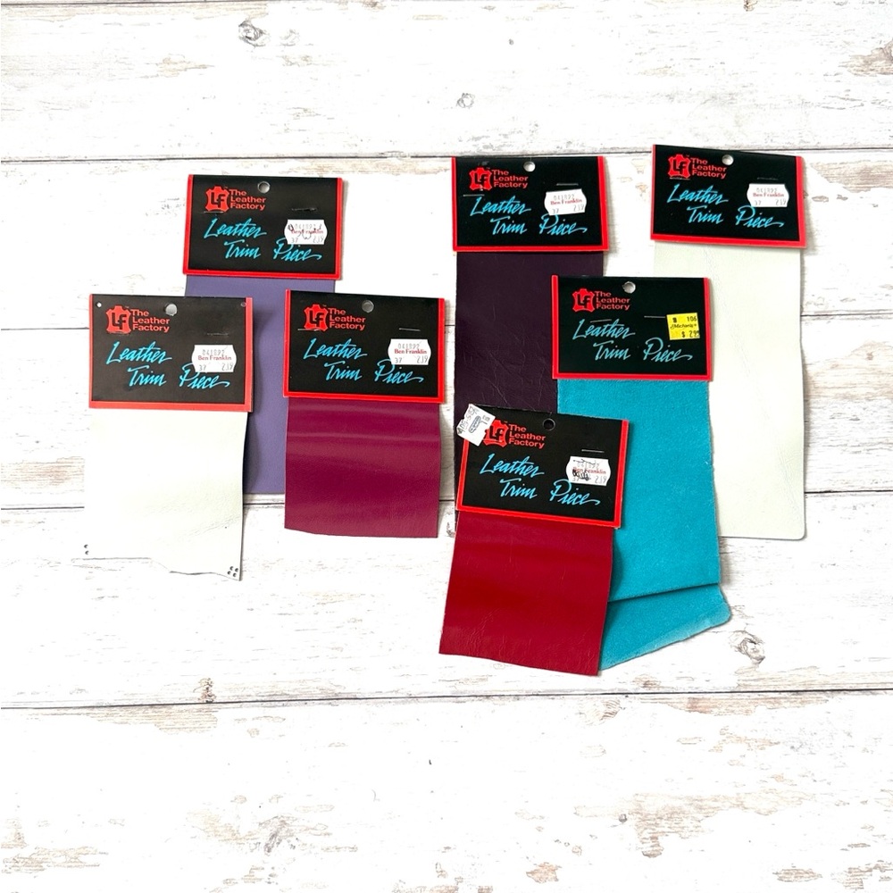 Leather Factory Leather Trim Piece Bundle Set of 7 Assorted Colors NEW